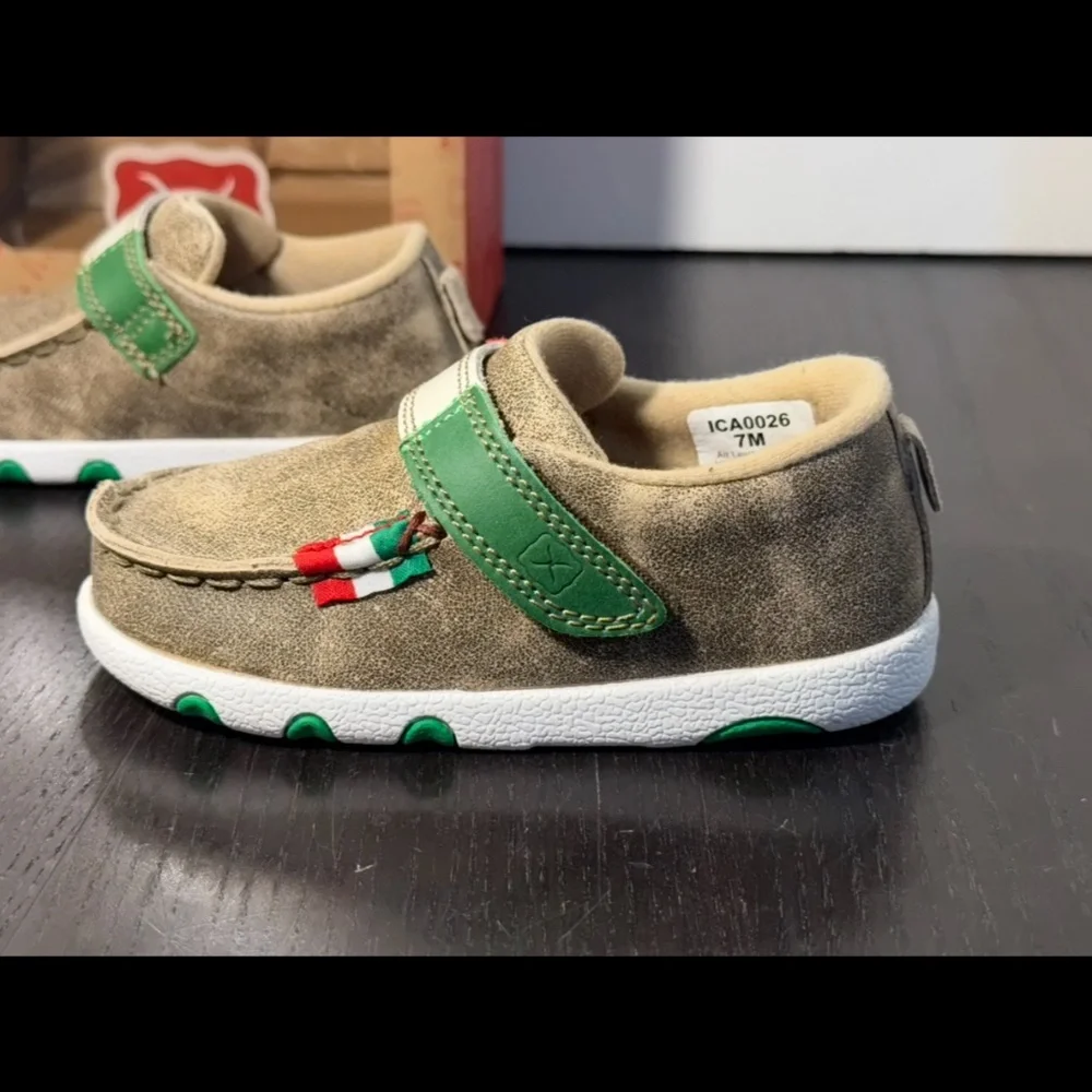 Twisted X Driving Moc Leather Shoes Dusty Tan/Multicolor Infants/Toddler 7M